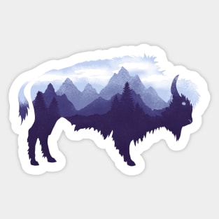 Dramabite Bison Buffalo Double Exposure Surreal Wildlife Native Animal Sticker